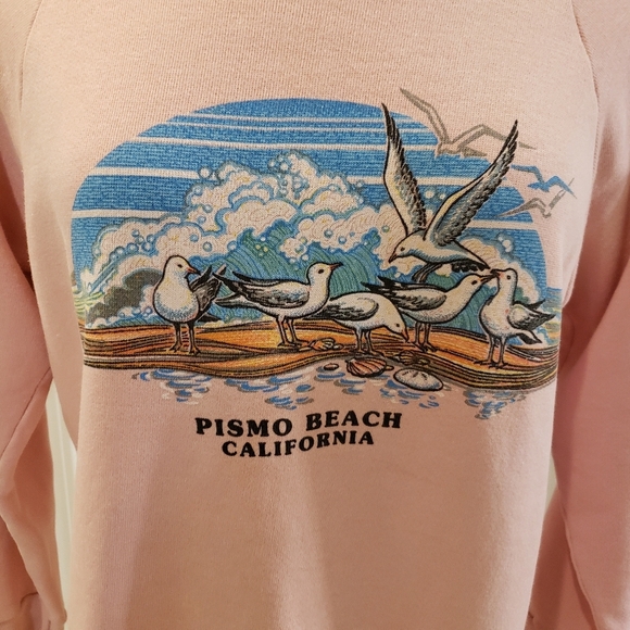 Texrile Prints Size Large VINTAGE Pink Pismo Beach California Sweatshirt - Picture 2 of 9